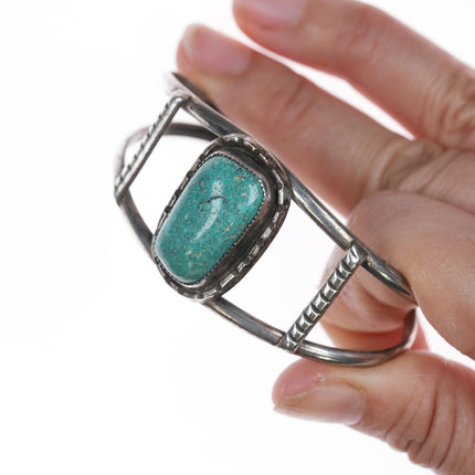 6 1/8" Vintage Silver Native American cuff bracelet with turquoise