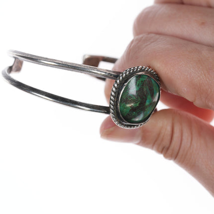 6" Vintage Native American silver and green stone cuff bracelet