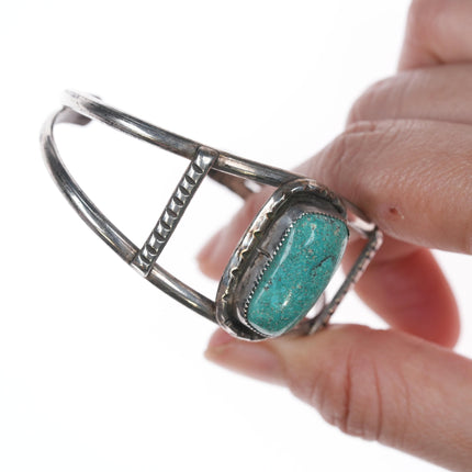 6 1/8" Vintage Silver Native American cuff bracelet with turquoise