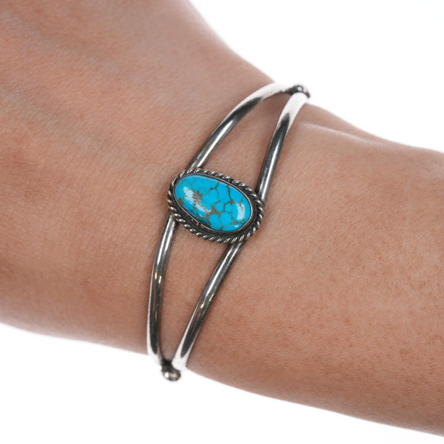 6" slim Vintage Native American silver and turquoise cuff bracelet