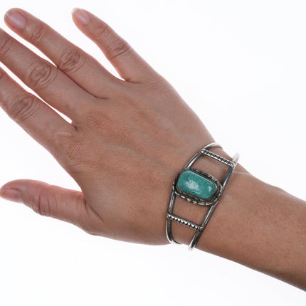 6 1/8" Vintage Silver Native American cuff bracelet with turquoise