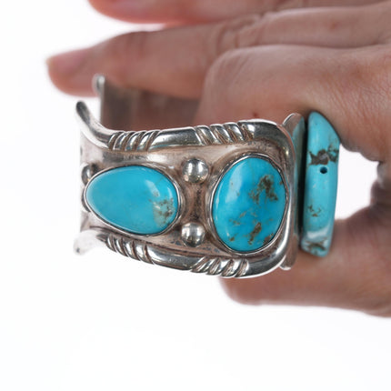 7 1/8" Vintage Native American silver and turquoise cuff bracelet