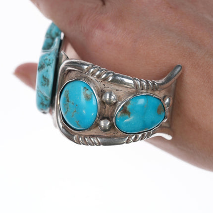 7 1/8" Vintage Native American silver and turquoise cuff bracelet