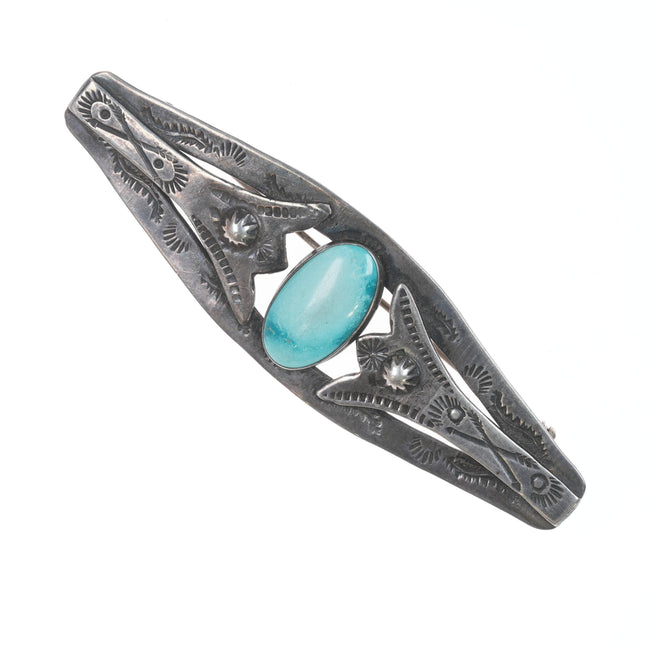 40's-50's Navajo Curio silver and turquoise pin