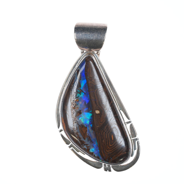 Pete Sanchez Isleta sterling and boulder opal pendant