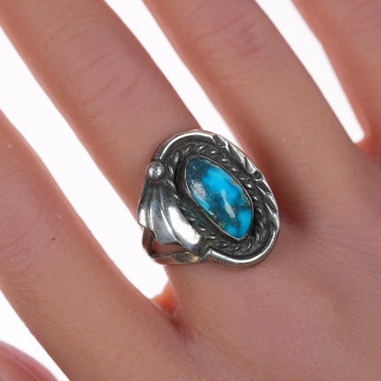 sz7 Sandoval Navajo High grade turquoise and sterling ring