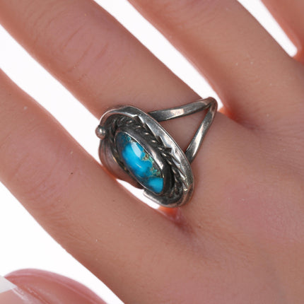 sz7 Sandoval Navajo High grade turquoise and sterling ring