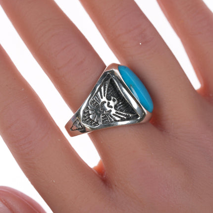 sz11 Southwestern sterling and block turquoise ring