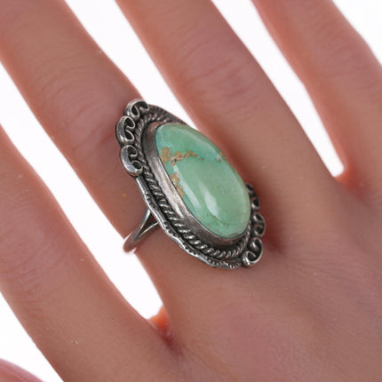 sz6.75 Vintage Navajo silver and green turquoise ring