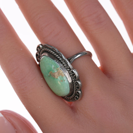 sz6.75 Vintage Navajo silver and green turquoise ring