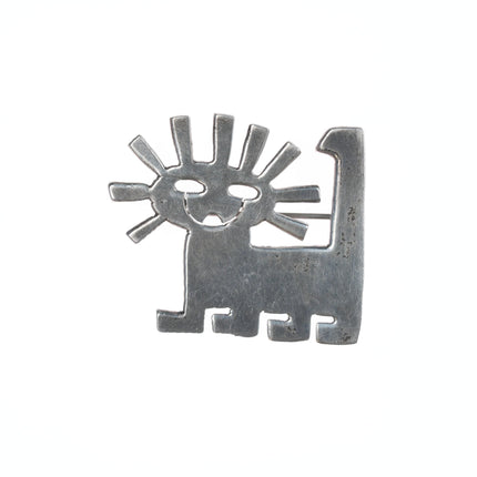 Vintage Modernist sterling cat pin