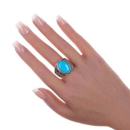 sz11 Southwestern sterling and block turquoise ring