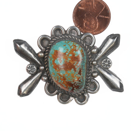 Vintage Albert Cleveland Navajo #8 Turquoise pin