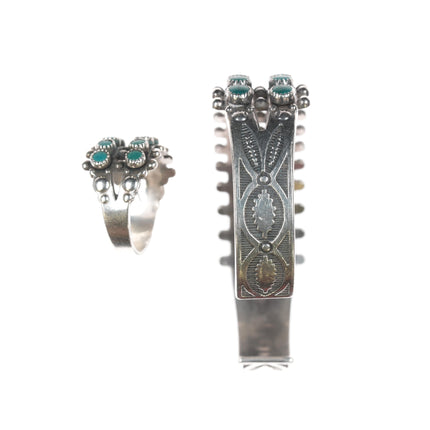 6" & Sz6.5 50's-60's Navajo Curio sterling double row cuff and ring