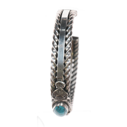 6.25" E Navajo sterling and turquoise twisted wire cuff braclet