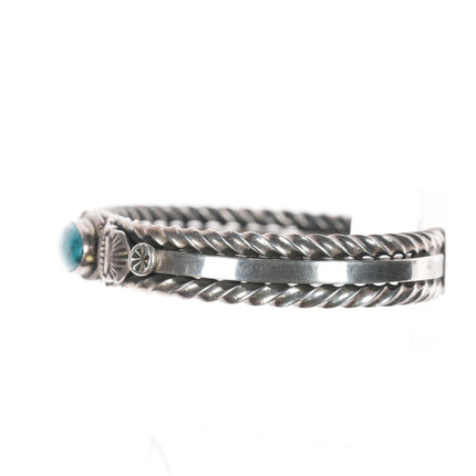 6.25" E Navajo sterling and turquoise twisted wire cuff braclet