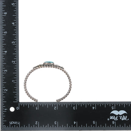 6.25" E Navajo sterling and turquoise twisted wire cuff braclet