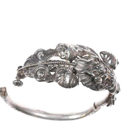 Vintage Asian Sterling dragon bangle bracelet