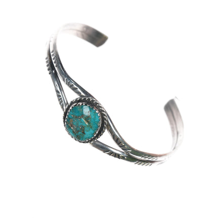 6 3/8" 50's-60's Native American sterling cuff bracelet with nice turquoise