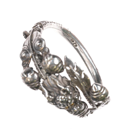 Vintage Asian Sterling dragon bangle bracelet