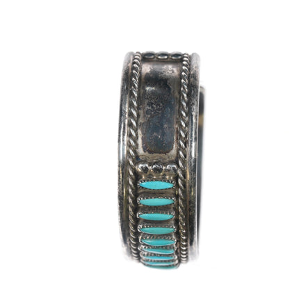 6.25" Vintage Sterling Zuni Needlepoint turquoise cuff bracelet