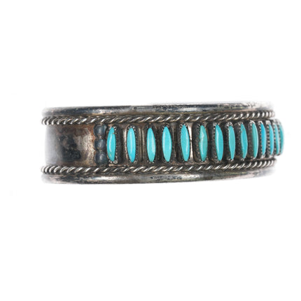 6.25" Vintage Sterling Zuni Needlepoint turquoise cuff bracelet