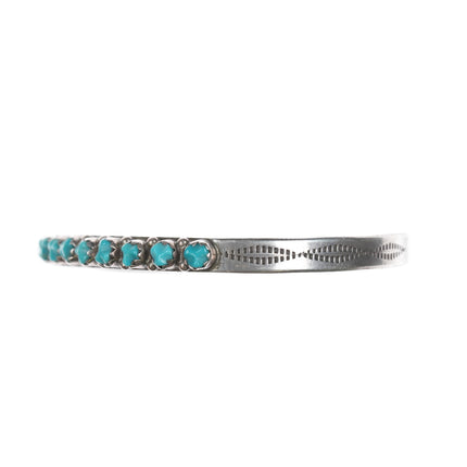 6 3/8" Lonasee Zuni Vintage sterling carved turquoise cuff bracelet