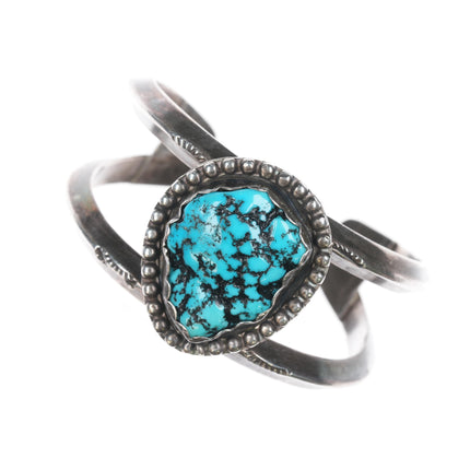 6.25" Vintage Native American sterling and turquoise cuff bracelet