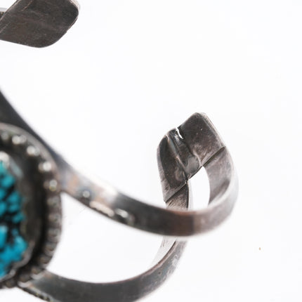 6.25" Vintage Native American sterling and turquoise cuff bracelet