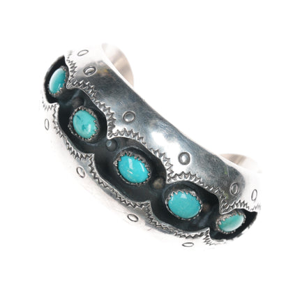 6" Ray Smith Navajo sterling and turquoise shadowbox cuff bracelet