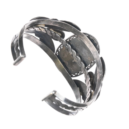 6.5" 1940's Native American silver and agate butterfly cuff bracelet