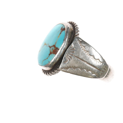 sz12 c1950's Navajo silver ring with turquoise