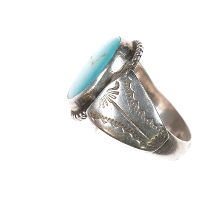 sz12 c1950's Navajo silver ring with turquoise