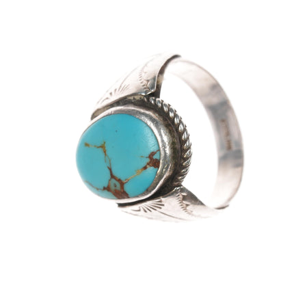 sz12 c1950's Navajo silver ring with turquoise