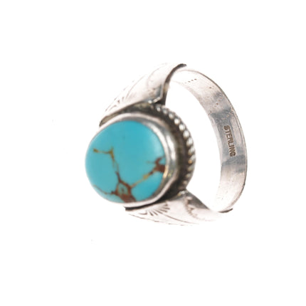 sz12 c1950's Navajo silver ring with turquoise