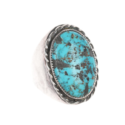 sz10.25 Large Native American sterling and turquoise men's ring