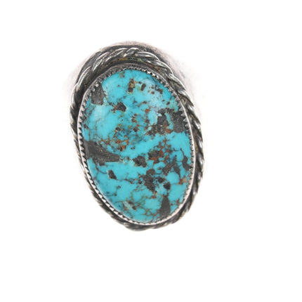 sz10.25 Large Native American sterling and turquoise men's ring