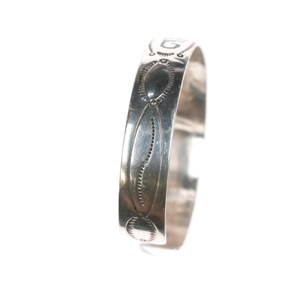 6.75" Tsosie Navajo sterling chip inlay cuff bracelet