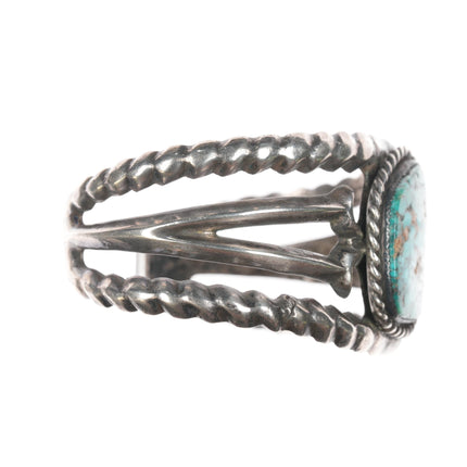 6.5" Old Native American cast silver cuff bracelet with turquoise