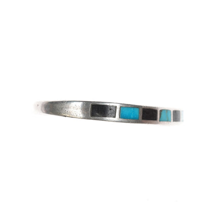 5 3/8" Vintage Zuni Jet and turquoise channel inlay cuff braclet