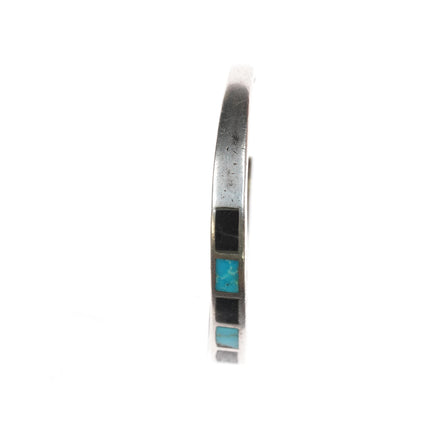 5 3/8" Vintage Zuni Jet and turquoise channel inlay cuff braclet