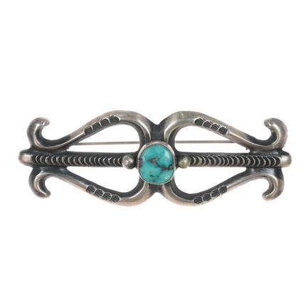 Mary Cayetineto Sandcast sterling and turquoise pin