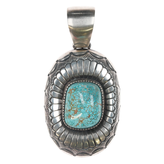 Ernest Thomas Bilagody Sr Navajo Large sterling pendant w/ high grade turquoise