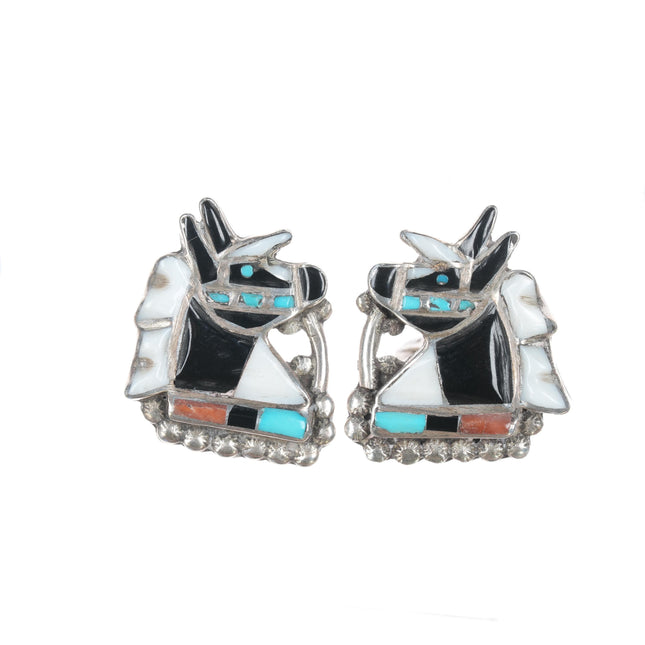 1950's Zuni Channel inlay Sterling horse head cufflinks