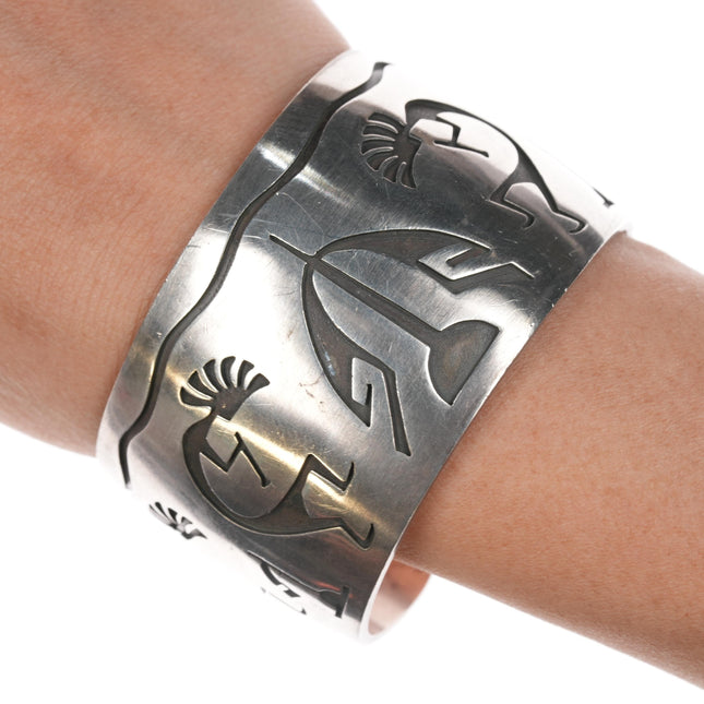 6.5" Southwestern sterling Kokopelli cuff bracelet