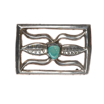 Vintage Native American Cast silver and turquoise belt buckle