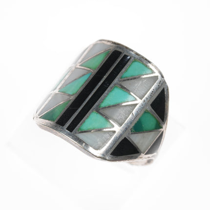 sz9.25 Vintage Zuni low profile sterling channel inlay ring