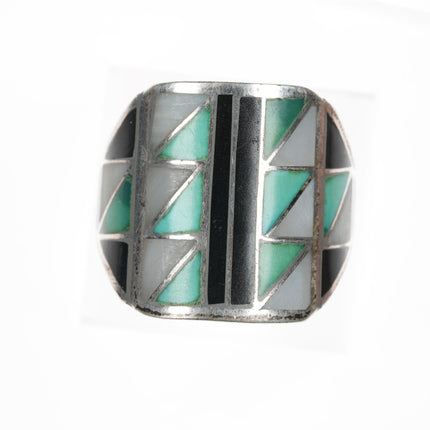 sz9.25 Vintage Zuni low profile sterling channel inlay ring