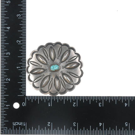 FA Southwestern Hand Stamped Sterling high grade turquoise pin