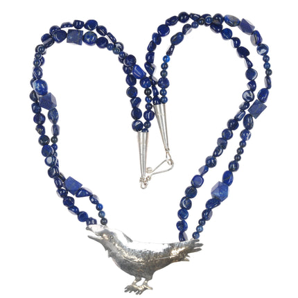 Artisan Sterling/Lapis bird necklace